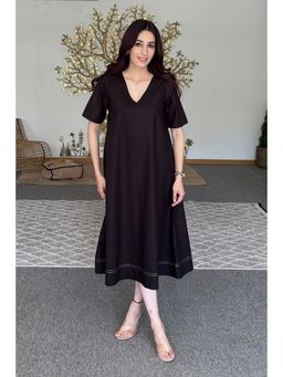 PR Label - Women Black Cotton Dress