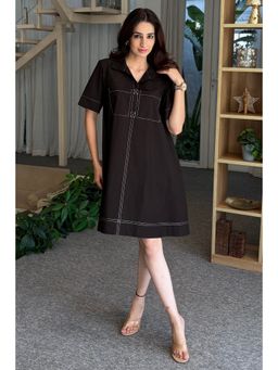 PR Label - Women Black Cotton Dress