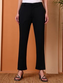 FITHUB - Black Women High Waist Ankle-Length Slim Fit Pant