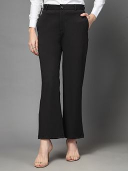 Style Quotient - Women Solid Black Polyester Trouser