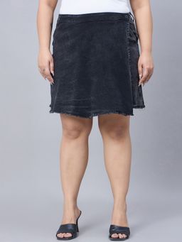 Style Quotient - Women Plus Size Black High-Rise Stretchable Skorts