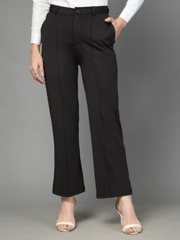 Style Quotient - Women Solid Black Polyester Trouser