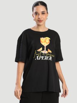 Bene Kleed - Black Women Half Sleeve Graphic Printed T-Shirt