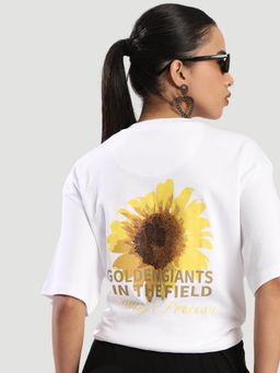 Bene Kleed - White Women Cotton Sleeve Floral Printed T-Shirt