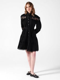 SHOWOFF - Women Cutwork Lace Black Dress