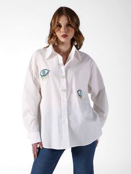 SHOWOFF - Women Edition Evil Eye Embellished White Shirt