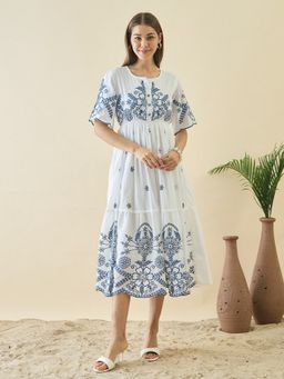 ZUMMER - Cotton White Embroidered Dress