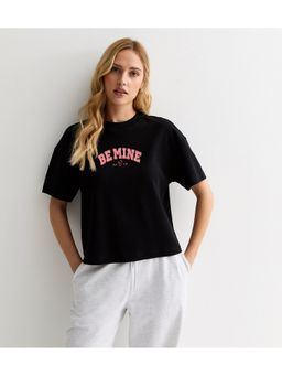 MISCHIEF MONKEY - Women Black Cotton Typography Oversized Fit T-Shirt
