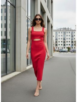 ZUMMER - Magenta Rib Waist Cut Out Dress