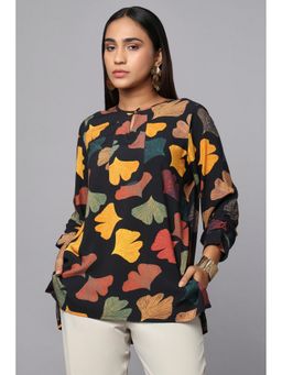 TAMISKA BY NARENDRA KUMAR - Black Bold Botanica Top