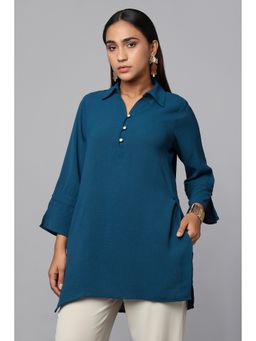 TAMISKA BY NARENDRA KUMAR - Teal Depths Workday Top