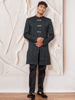 Vastramay - Men's Jacquard Indo-Western Sherwani and Pant (Set of 2)