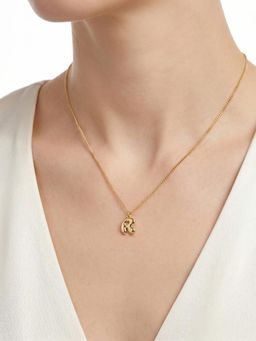 Carlton London - 18Kt Plated Initial R Pendant Necklace