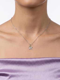 Carlton London - Rhodium Plated Star Pendant Necklace