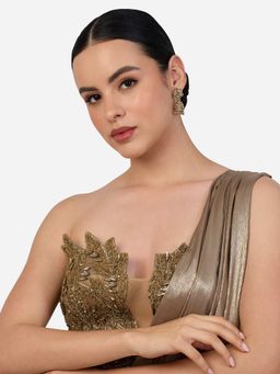 Zaveri Pearls - Champagne Stones Beads Drop Antique Plating Jhumka Earrings