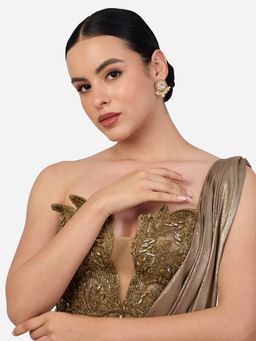 Zaveri Pearls - Gold Tone Dazzling Austrian Diamonds Stone Beads Drop Earrings