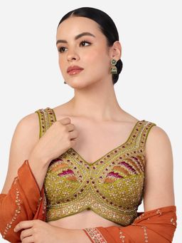 Zaveri Pearls - Green Stones Beads Dazzling Austrian Diamonds Jhumka Earrings