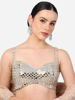 Zaveri Pearls - Mint Green And Pink Stones Embellished Ethnic Dangle Earrings