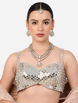 Zaveri Pearls - Antique Gold Tone Stones Necklace Jewellery Set