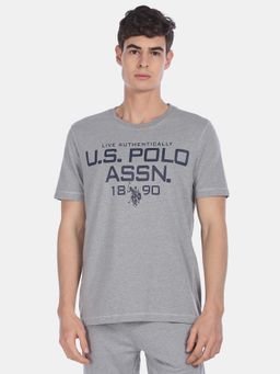 U.S. POLO ASSN. - Men Grey I682 Comfort Fit Printed Cotton Viscose Polyester T-shirt