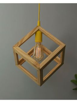Homesake - Wooden Pendant Cube Light Yellow Holder