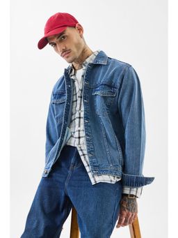 Snitch - Blue Solid Full Sleeves Relaxed Casual Jacket for Men