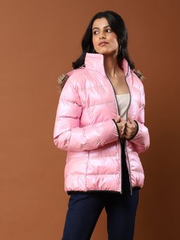Aarke Ritu Kumar - Pink Hooded Puffer Jacket