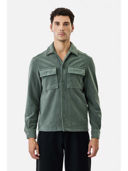 Snitch - Green Textured Regular Shacket for Men