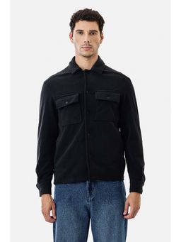 Snitch - Black Textured Regular Shacket for Men