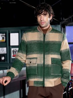 Campus Sutra - Men Green Colorblock Jacket