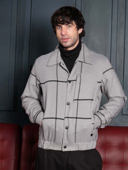 Campus Sutra - Men Grey Checks Jacket