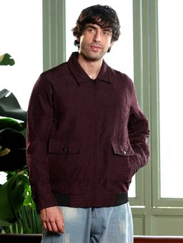 Campus Sutra - Men Wine Textured Jacket
