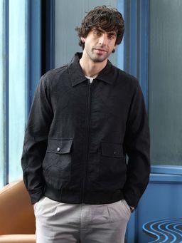 Campus Sutra - Men Black Textured Jacket