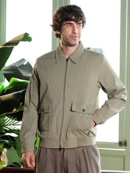 Campus Sutra - Men Olive Textured Jacket