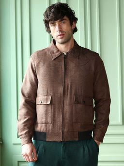 Campus Sutra - Men Brown Geometric Jacket