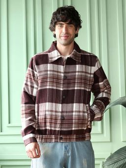 Campus Sutra - Men Brown Checks Jacket