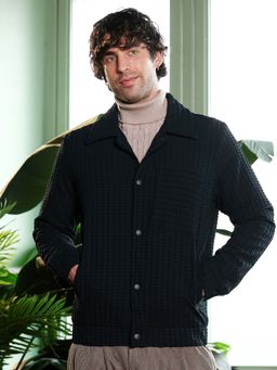 Campus Sutra - Men Black Textured Jacket