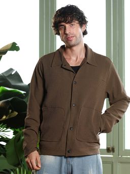 Campus Sutra - Men Brown Textured Jacket