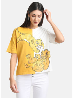 Kazo - White Lion King Printed Color Block Tee