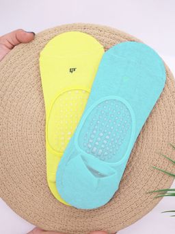 Footprints - Unisex Multi-Colour Anti-Bacterial & Anti-Skid Temple Socks (Pack of 2)