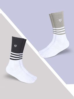 Footprints - Multi-Color Bamboo Compression Unisex Running & Cycling Sports Socks (Pack of 2)