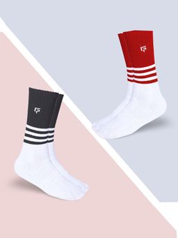 Footprints - Multi-Color Bamboo Compression Unisex Running & Cycling Sports Socks (Pack of 2)