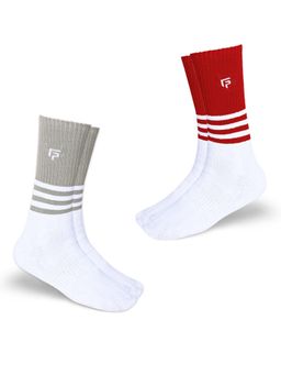 Footprints - Multi-Color Bamboo Compression Unisex Running & Cycling Sports Socks (Pack of 2)