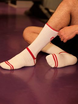 Footprints - Red Bamboo Compression Unisex Sports Socks