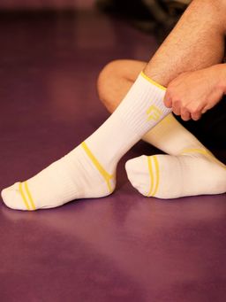 Footprints - Yellow Bamboo Compression Unisex Sports Socks