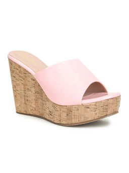 VALIOSAA - Textured Pink Wedges Heels