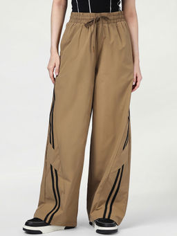 Bewakoof - Women's Coca Mocha Brown Side Panel Regular Leg Trackpant