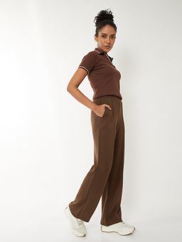 max - Women Pintuck Regular Fit Brown Trackpant