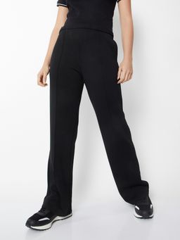 max - Women Solid Regular Fit Black Trackpant