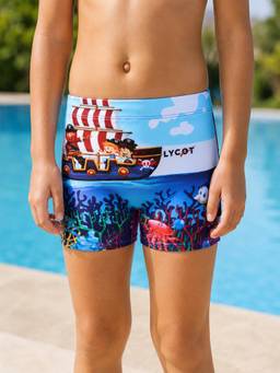 LYCOT - Boys Blue Printed Swim Shorts